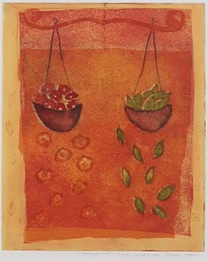 Lukie de Bree - Kleurenets en aquatint, Weegschaal - Ingelijst kopen? Bied vanaf 1!