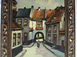 Herman Ansingh - Olieverf op paneel , Oude vrouw in straatje bij poort – Lijst, 64½ x 54½ cm kopen? Bied vanaf 1!