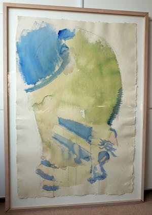 David van de Kop - Abstracte voorstelling, aquarel (netjes ingelijst, groot!) kopen? Bied vanaf 1!