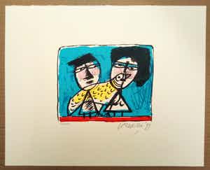 Corneille - femme, homme et oiseau verkocht voor € 90!