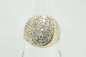 70 - Vintage 14krt geel-gouden pavé ring met 24 briljant gesl. (1.20ct) diamant kopen? Bied vanaf 470!