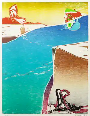 Asger Jorn - Houtdruk, Dans le sillage d'If-Aube - Ingelijst vendu pour 750€ !