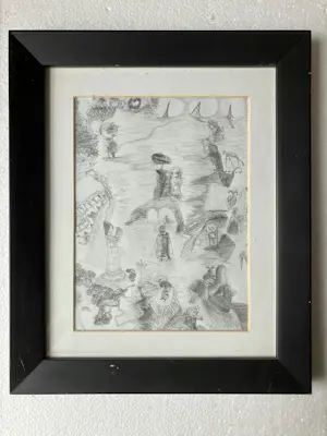 Paul Louis van den Bergh - Potlood tekening - "Early settlement” - Handgesigneerd kopen? Bied vanaf 100!