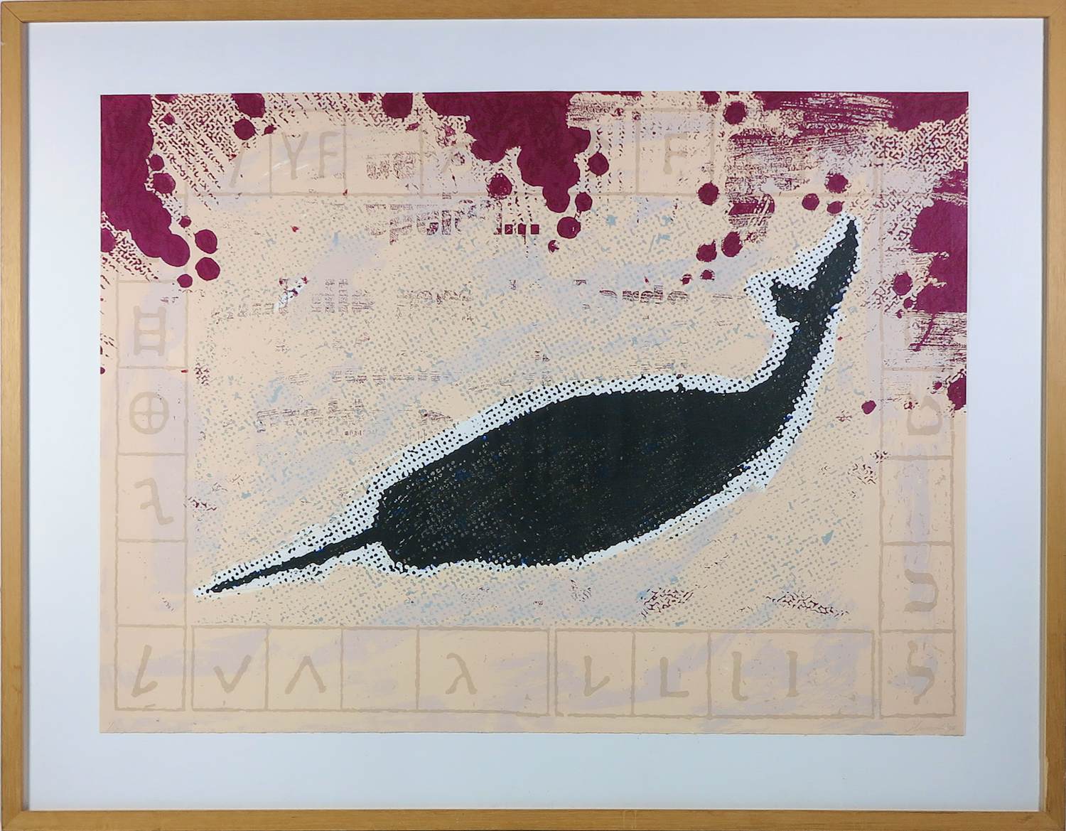 Herman van der Weert - Zeefdruk op papier, Narwal - Ingelijst kopen? Bied vanaf 50!