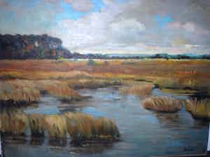 Isaac Naarden - landschap, olieverf - omgeving 't Gooi verkocht voor € 65!