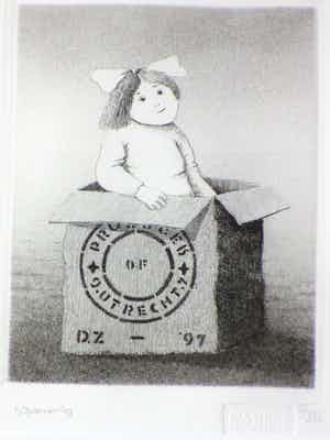 Dolf Zwerver - Meisje uit doos - Ets verkocht voor € 80!