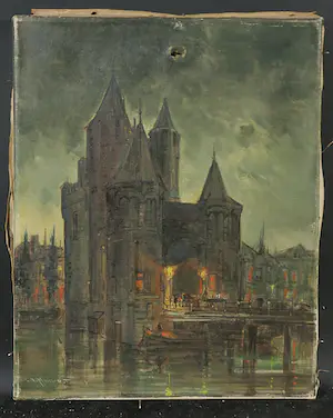 Jan Hermanus Melcher Tilmes - Olieverf op doek, Stadspoort kopen? Bied vanaf 1!