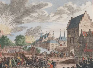 Simon Fokke - Den Haag Hofvijver Binnenhof Plundering 1770 kopen? Bied vanaf 40!