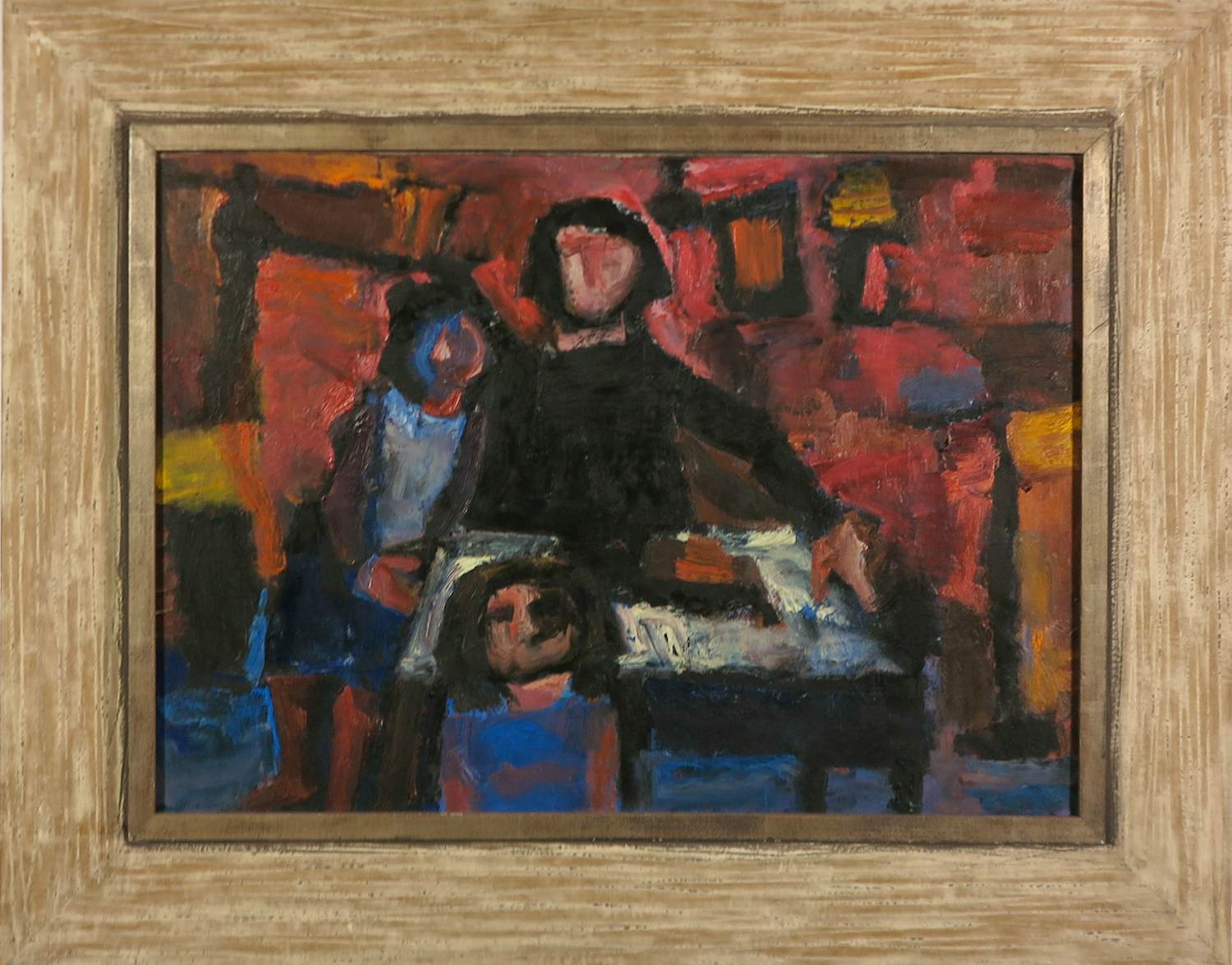 Paula Thies - Olieverf op doek, Gezin - Ingelijst verkocht voor € 400!