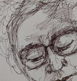 Janus Nuiten - Uniek Zelfportret - Adrianus (Janus) Nuiten (1929-2014) - Vroege pentekening kopen? Bied vanaf 50!