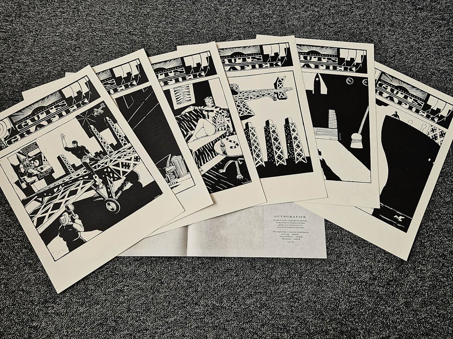 Erik Kriek - zijn eerste (1991) complete "Gutsman" serie van 6 linosneden - potloodgesigneerd kopen? Bied vanaf 470!