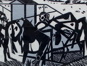 Jan van der Zee - Ingelijste houtsnede: Abstracte compositie - 1972 kopen? Bied vanaf 175!