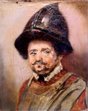 Niet of onleesbaar gesigneerd - Spaanse soldaat Conquistador - 19e eeuw verkocht voor € 1!