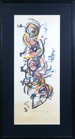 Theo Wolvecamp - Pastel op papier, Zonder Titel - Ingelijst verkocht voor € 1!