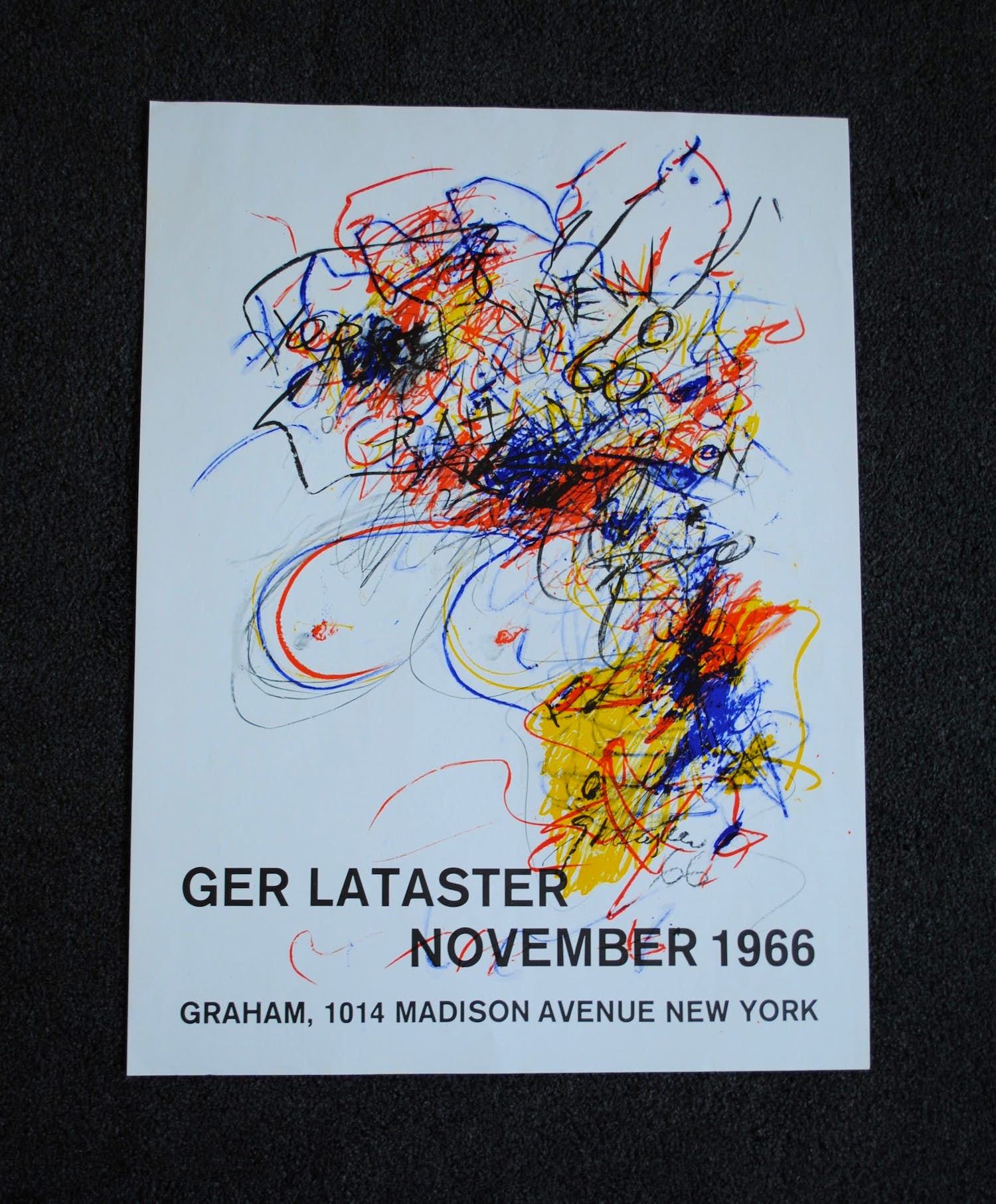 Ger Lataster - Zeldzame tentoonstellingsaffiche uit 1966 bij galerie Graham New York verkocht voor € 25!
