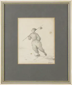 Niet of onleesbaar gesigneerd - Potloodtekening, Schaatser kaufen? Bieten Sie von 1!