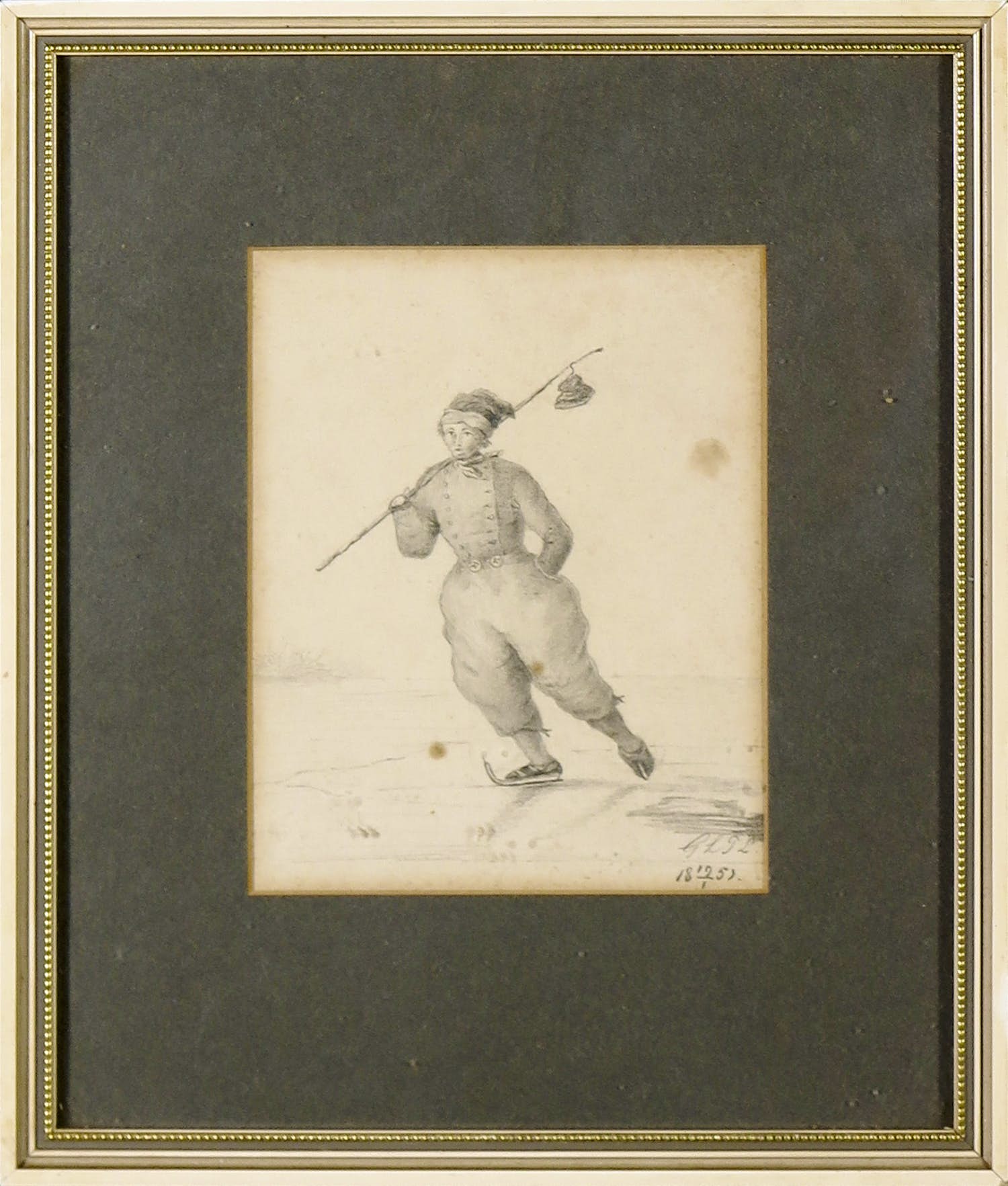 Niet of onleesbaar gesigneerd - Potloodtekening, Schaatser kopen? Bied vanaf 1!