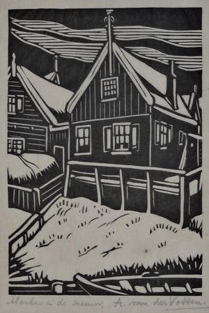 Andre van der Vossen - Complete vrij zeldzame serie van 10 houtsnedes met vissersplaatsen in Nederland kopen? Bied vanaf 275!