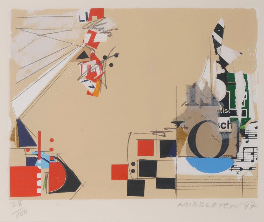 Sam Middleton - Sam Middleton: Zeefdruk, Compositie II - Ingelijst verkocht voor € 35!