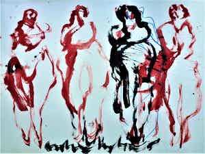 Anton Heyboer - 4 vrouwen .Krachtige schildering . verkocht voor € 500!