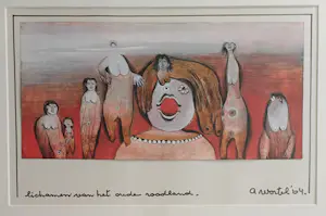 Ans Wortel - lichamen van het oude roodland – gouache - ingelijst kopen? Bied vanaf 299!