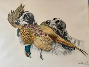 Leon Danchin - Twee Cocker Spaniels met fazant (Deux cocker et fazant) kopen? Bied vanaf 75!