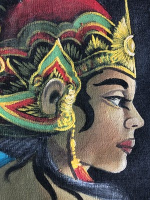 Niet of onleesbaar gesigneerd - Balinese dansers (2 schilderijen m/v) kopen? Bied vanaf 1!