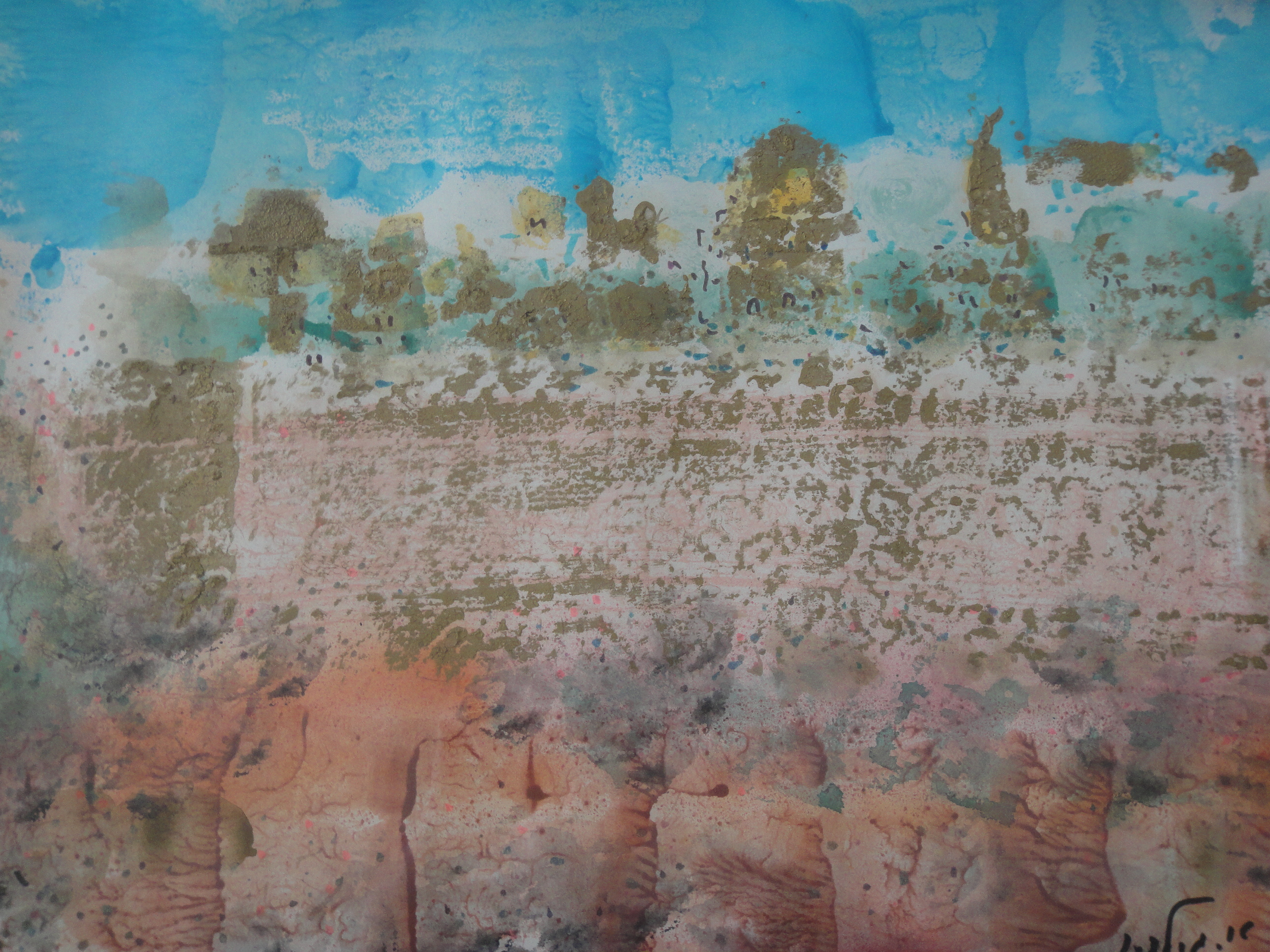 Albert Goldman - aquarel - Landschap met symbolen kopen? Bied vanaf 1!