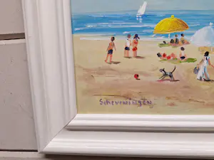 Henk Poeder - Vrolijk Zomers Strandgezicht bij Scheveningen kopen? Bied vanaf 110!