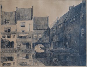 Niet of onleesbaar gesigneerd - Pentekening , “Achtergevels bocht te Enkhuizen” kopen? Bied vanaf 10!