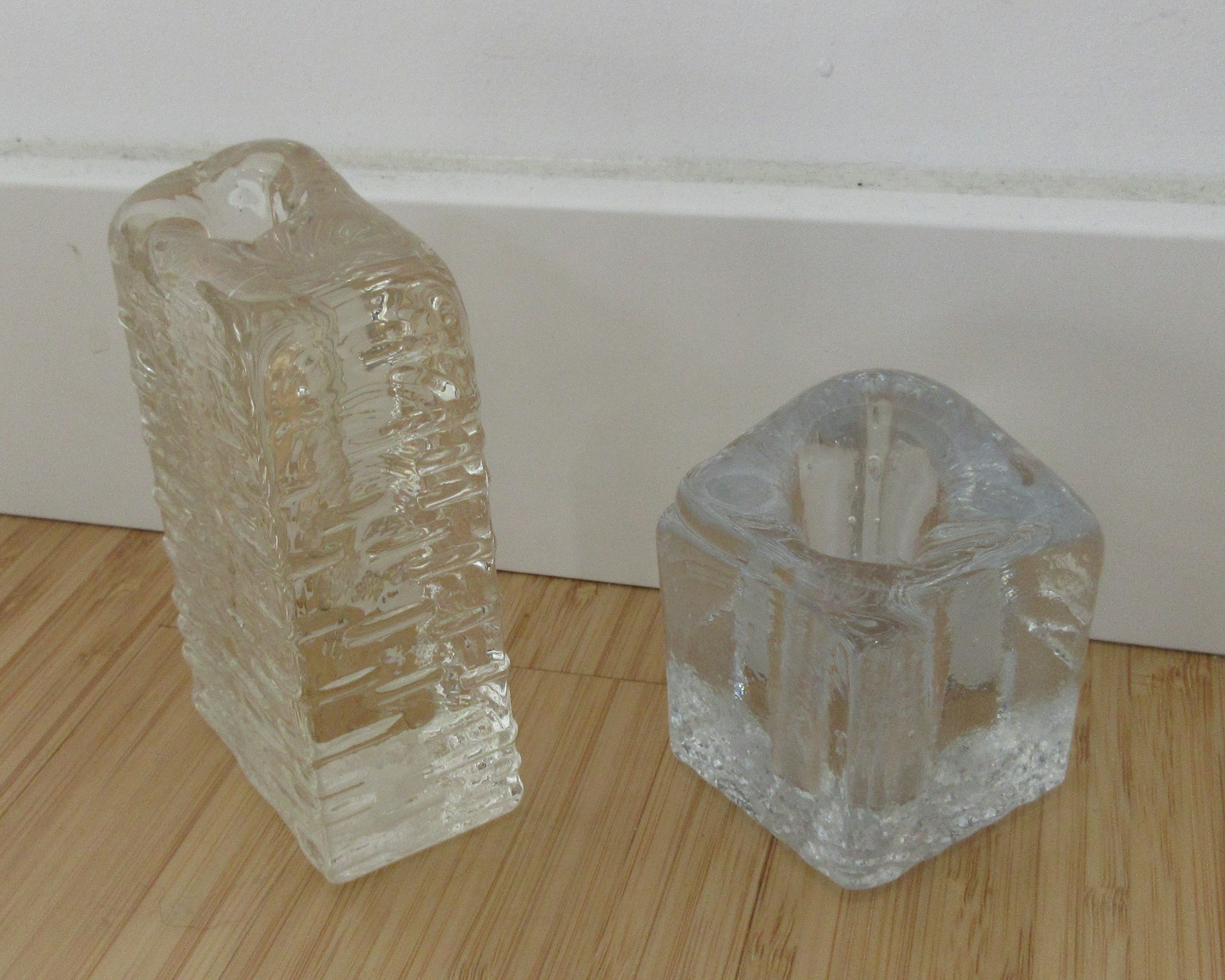 Ritzenhoff AG - Twee vintage blokglazen kandelaren kopen? Bied vanaf 10!