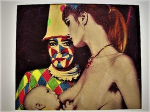 Aat Veldhoen - Bijzondere Gem.Techniek "Moeder en kind en Clown (Aat)" gesigneerd kopen? Bied vanaf 79!