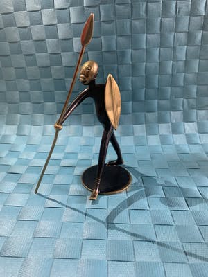 Karl Hagenauer - Bronze and brass mod century African warrior kopen? Bied vanaf 150!