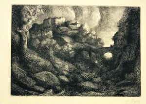 Alphonse Legros - stadsgezicht (niet de echte titel) verkocht voor € 65!