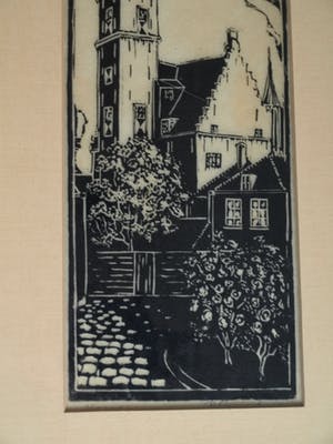 Niet of onleesbaar gesigneerd - Ingelijste houtsnede , Stadhuis van Veere kopen? Bied vanaf 1!