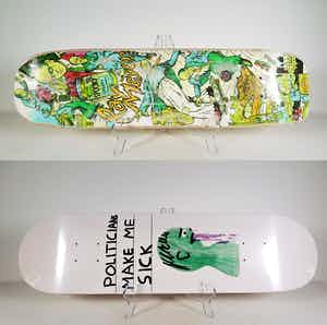 David Shrigley - Lot van twee skate-decks - Ray Meyer & Politicians make me sick verkocht voor € 1!
