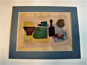 Julius Bissier - Zwitsers modernist - 1963 - Gouache en potlood "Stilleven met blauwe fles" vendu pour 487€ !