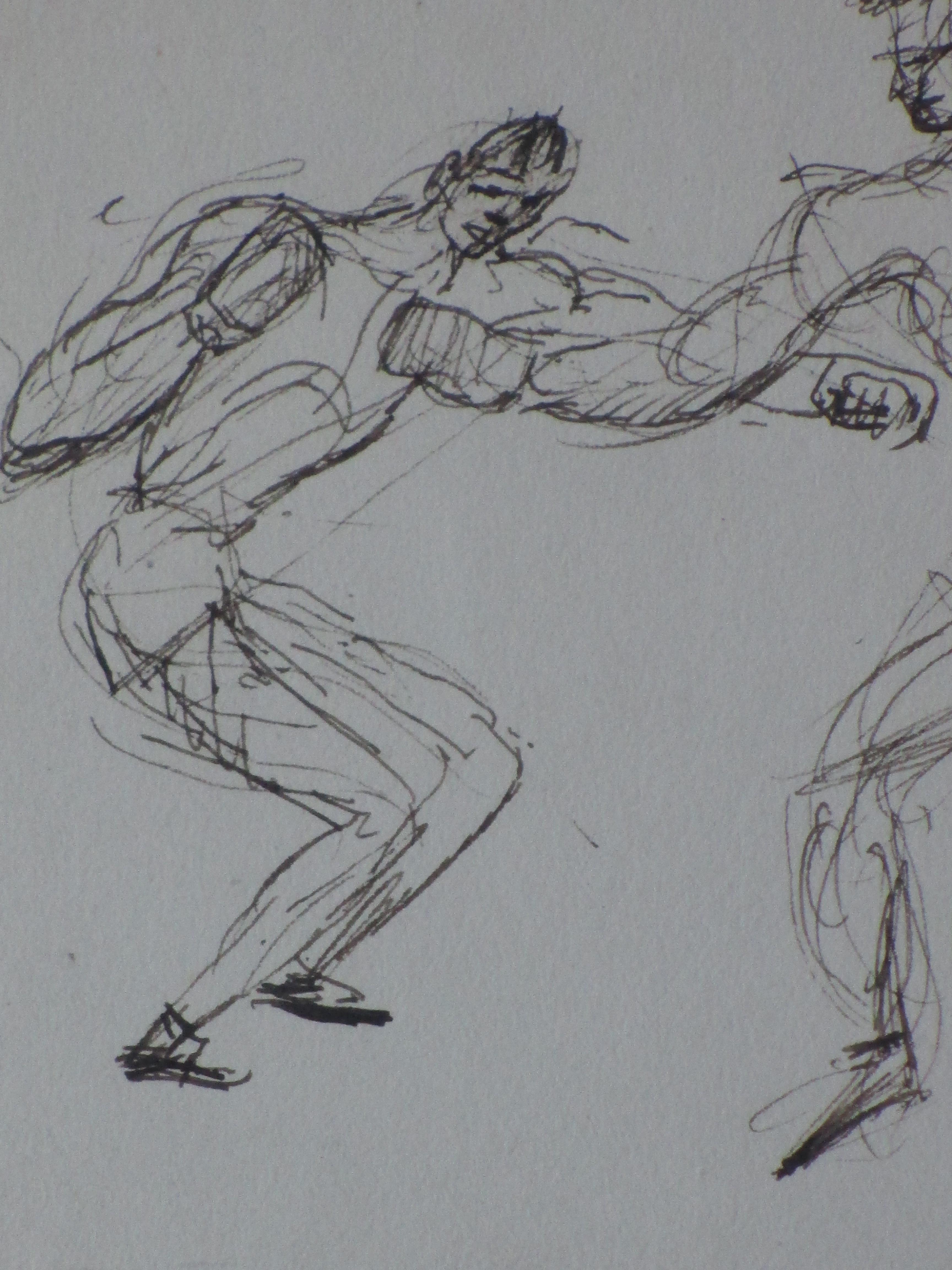 Herman Bieling - Boksers in gevecht - Inkttekening kopen? Bied vanaf 20!