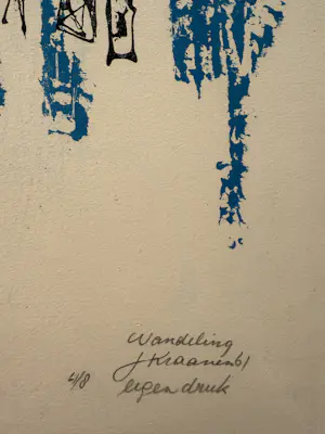 Jaap Kraanen - Handgesigneerde kleurenzeefdruk | 'Wandeling' | 1961 kopen? Bied vanaf 10!