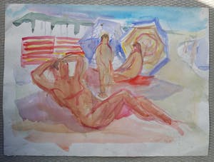 Jan Tullemans - Dagje aan het strand - Vrolijk en groot werk. kopen? Bied vanaf 125!