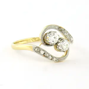 18k bicolour gouden ring met Bolsjewiek en roos geslepen diamanten tot. 0.50ct kopen? Bied vanaf 460!