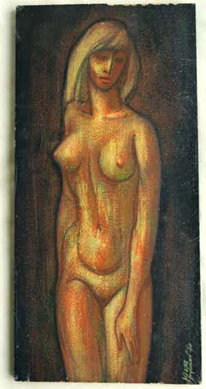 Klaas Pijlman - Olieverf op paneel , Naakte vrouw – gesigneerd – 1970 verkocht voor € 35!
