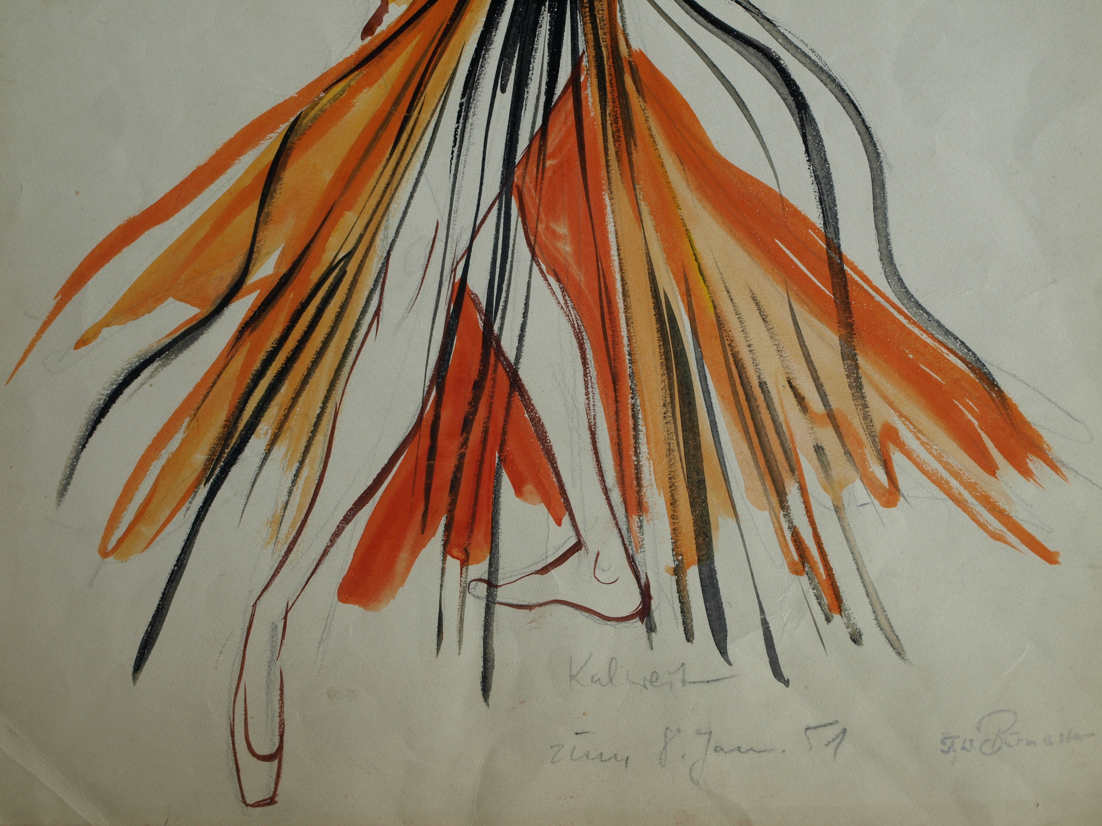 Niet of onleesbaar gesigneerd - Aquarel , Danseres – gesigneerd – 1951 kopen? Bied vanaf 1!