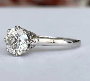 14 kt witgouden art deco solitair 1.14 crt verlovsring kopen? Bied vanaf 2000!