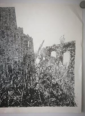 Jan Bernard Meinen - Grote pentekening. Stad. kopen? Bied vanaf 50!