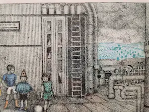 Carla Kleekamp - Leuke kleine oplage (40) kleuren ets - zomer in fabrieksstad - gesigneerd kopen? Bied vanaf 1!