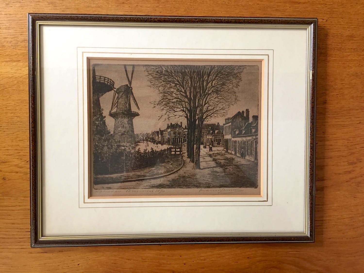 Marius Johannes Janssen - Schiedam Broersvest 1870 - Ets, Ingelijst kopen? Bied vanaf 30!