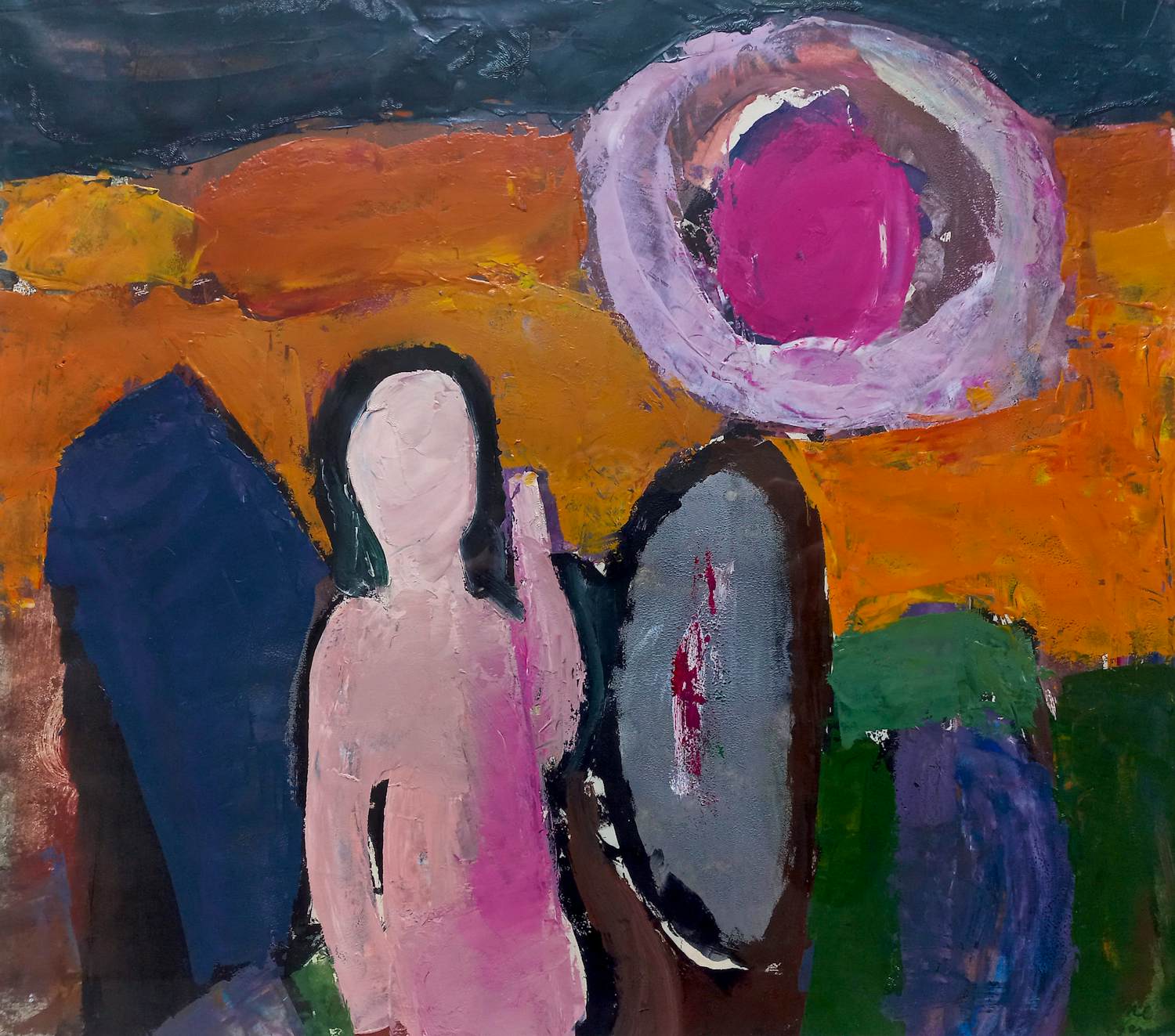 Gene Eggen - Figuur in zonnig landschap, olieverf op papier (netjes ingelijst) kopen? Bied vanaf 195!