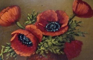 Niet of onleesbaar gesigneerd - Romantisch Stilleven Klaprozen - Hollandse School - 30-er jaren - Fraaie lijst kopen? Bied vanaf 1!