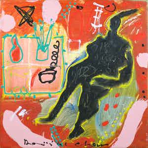 Dominique Chan - Acryl op doek, Z.T. Abstracte compositie verkocht voor € 100!